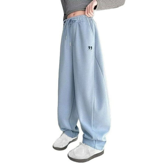 Otqutp Wide Leg Sweatpants for Teen Girls High Waisted Baggy Sweat Pants Y2K Preppy Fall Winter Warm Athletic Joggers