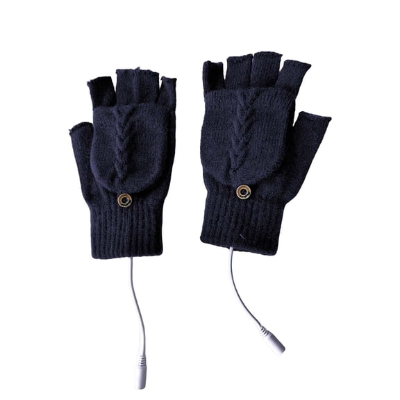Otqutp Winter Ladies Outdoor Mittens Winter USB Warm Gloves Hand Warming Hiking Driving Running Riding Heart Of Hand Back Of Hand Reversible USB Heated Gloves(Navy,One Size)