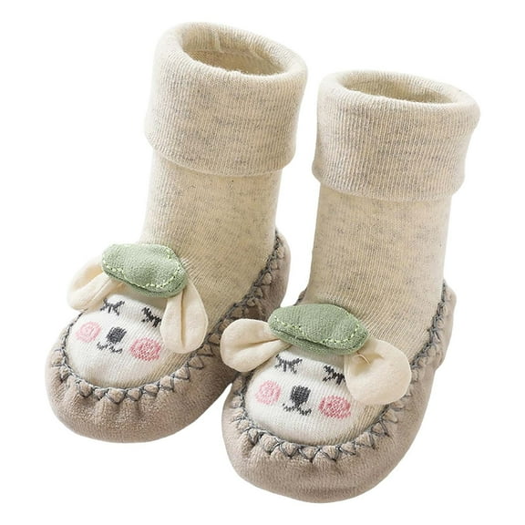Otqutp Winter Toddler Cute Shoes Boys Girls Baby Shoes Soft Sole Slip On Shoes Cute Animal Decoration Warm Toddler Baby Shoes 0-24 Months(Grey,0-6 Months)