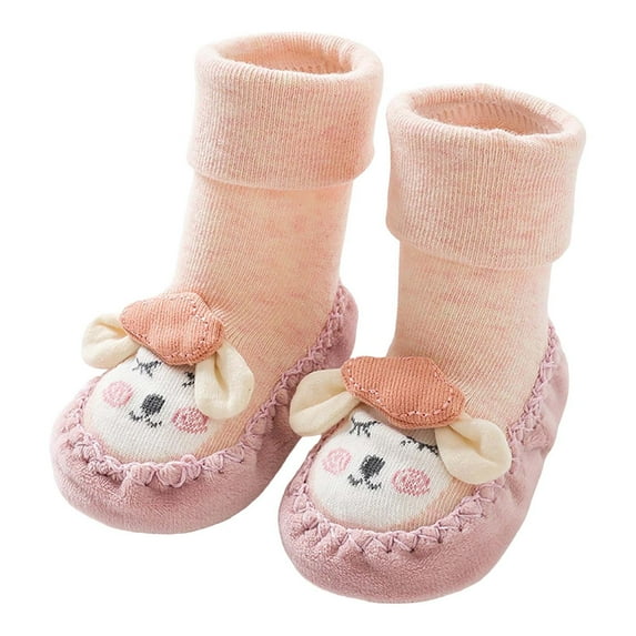Otqutp Winter Toddler Cute Shoes Boys Girls Baby Shoes Soft Sole Slip On Shoes Cute Animal Decoration Warm Toddler Baby Shoes 0-24 Months(Pink,6-12 Months)