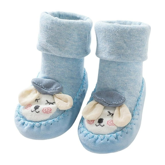 Otqutp Winter Toddler Cute Shoes Boys Girls Baby Shoes Soft Sole Slip On Shoes Cute Animal Decoration Warm Toddler Baby Shoes 0-24 Months(Blue,6-12 Months)
