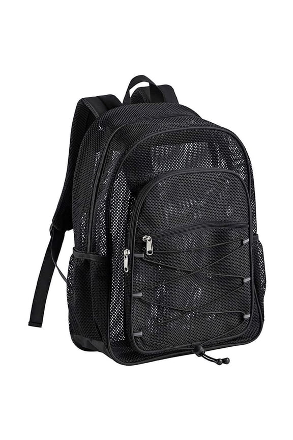 Women Men Heavy Duty Mesh Backpack College Mesh Backpack Transparent Bag Comfort Padded Straps for Commuting Swimming Beach Outdoor Sports(Black,One Size)