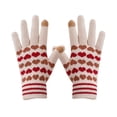 thumbnail image 1 of Otqutp Women's Cold Weather Mittens Gloves Warm Stretch Knitted Gloves Mittens Winter Keep Warm Knitting Heart Printing Golves Students Outdoor Riding Hiking Mittens(Beige,One Size), 1 of 7