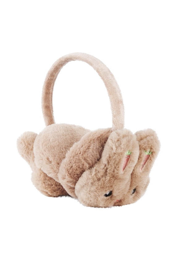 Women's Cute Ear Cover Adult Kids Keep Warm Winter Plush Earmuffs Ears Freezing Rabbit Pattern Earmuffs for Men Women Cold Weather Outdoor Activities(Khaki,One Size)