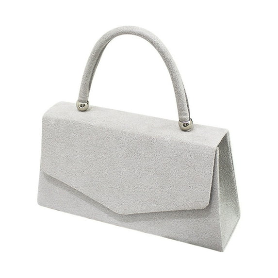 Otqutp Women's Fashion Suede Bag Top Handle Handbag Wedding Evening Bag Clutches Wedding Purses Lightweight Prom Handbags(Grey,One Size)