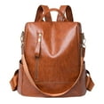 thumbnail image 1 of Otqutp Women's Large Capacity Bag Backpack 2025 Soft Leather Texture Backpack Large Capacity Multi Purpose Casual Backpack(Brown,One Size), 1 of 1