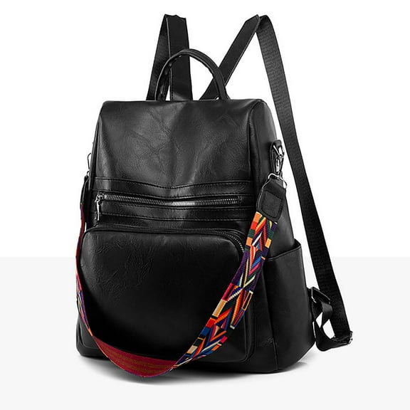 Otqutp Women's PU Leather Large Shoulder Bag Backpack Purse Handbag Shoulder Handbag Travel Bag Satchel Rucksack Ladies Bag(Black,One Size)