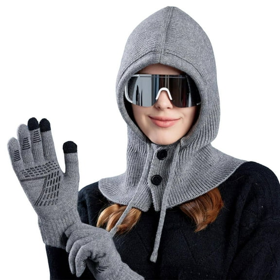 Otqutp Women's Warm Sun Visors Scarfs Winter Gloves and Hat Set for Women Scarf Set Hat Glove Women's Winter Hats Beanie Scarves Soft (Grey,One Size)