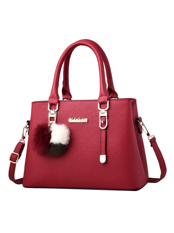 Womens Purses and Handbags Shoulder Tote Bags Top Handle Satchel Bag Elegant Casual Leather Messenger Bag Large Capacity Handbag(Red,One Size)