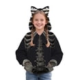 thumbnail image 1 of Otqutp Zip Up Hoodie for Girls Skeleton Print Cat Ear Long Sleeve Jacket Kids Halloween Sweatshirt Fall Windproof Coats, 1 of 4