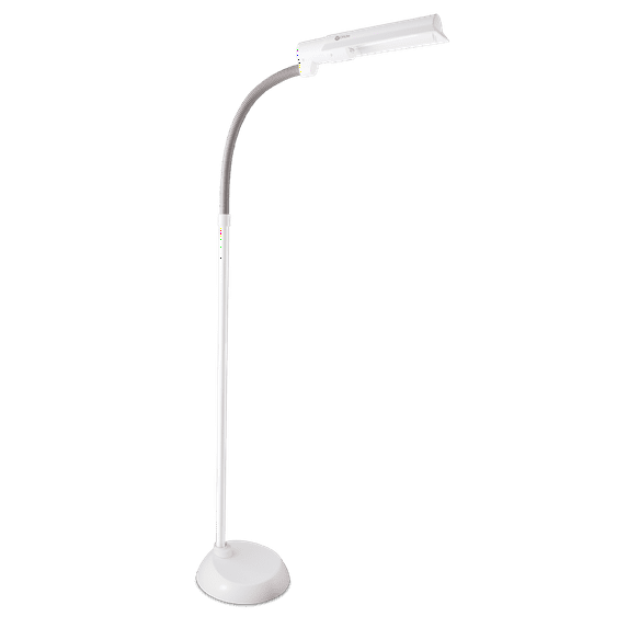 OttLite 13 Watt WingShade Floor Lamp - Living Room, Office, Bedroom | White & Grey