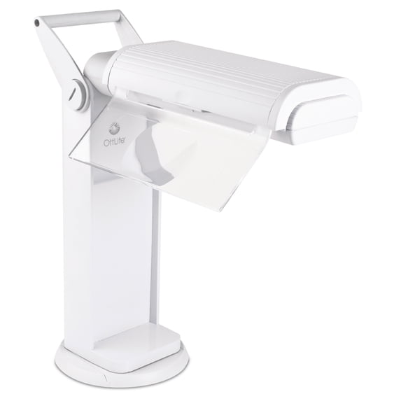 OttLite 13 Watt Magnifier Task Lamp with 2X Magnification and Swivel Base, White