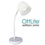 OttLite Clarify LED Desk Lamp with 4 Brightness Settings   Touch Activated Controls, Modern White Design, Clear Sun LED Lighting, Flexible Neck, for Work, Study, Reading, Crafting, White