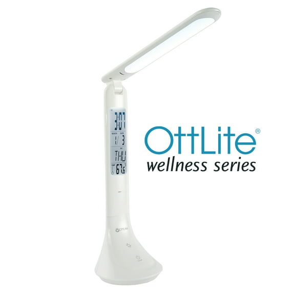 OttLite ClearSun LED Travel Task Lamp - Cordless, Digital Display & Touch Activated Controls - Desk Lamp with Rechargeable Battery - Travel-Friendly & Portable Reading Lamp