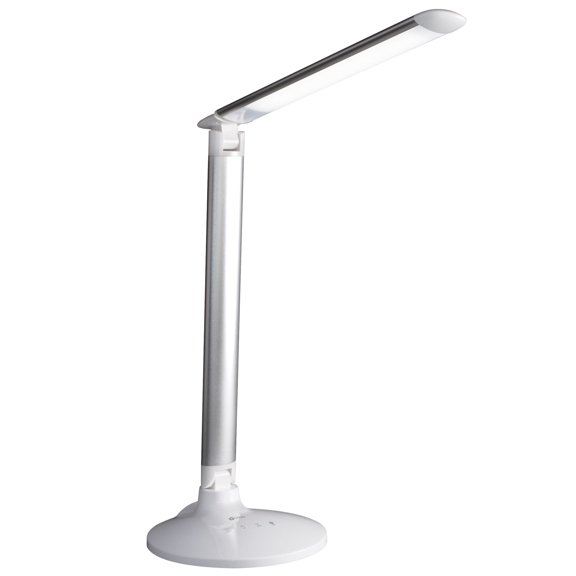 OttLite Command LED Desk Lamp with Voice Assist - White, Google Home and Amazon Alexa Compatible, USB Charging Port