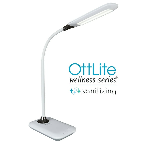 OttLite Enhance LED Sanitizing Desk Lamp with USB Charging – Eliminates up to 99.9% of Bacteria, Touch Activated, Flexible Neck, Modern Light for Reading, Crafting & Office Desktop