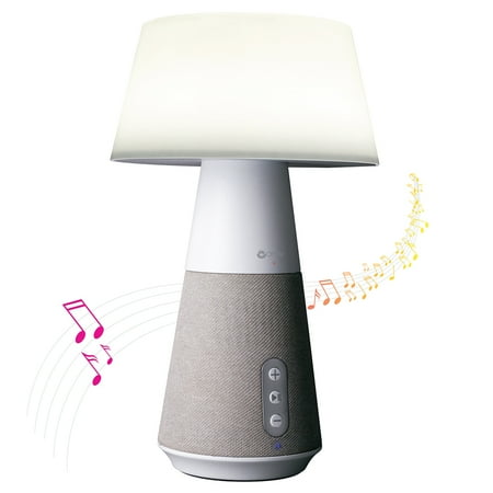 OttLite - Entertain LED Bluetooth Speaker Lamp w/ 3 Brightness Settings, 3 Light Temperatures Settings, Removeable Emergency Light - Gray and White