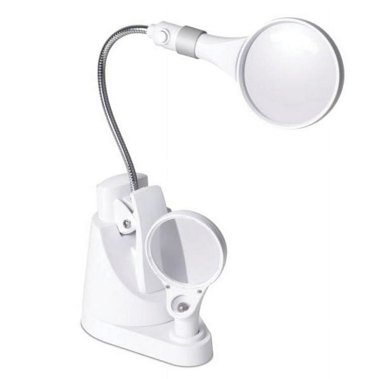 OttLite LED Clip & Freestanding Dual Magnifier Lamp, LED Desk Lamp