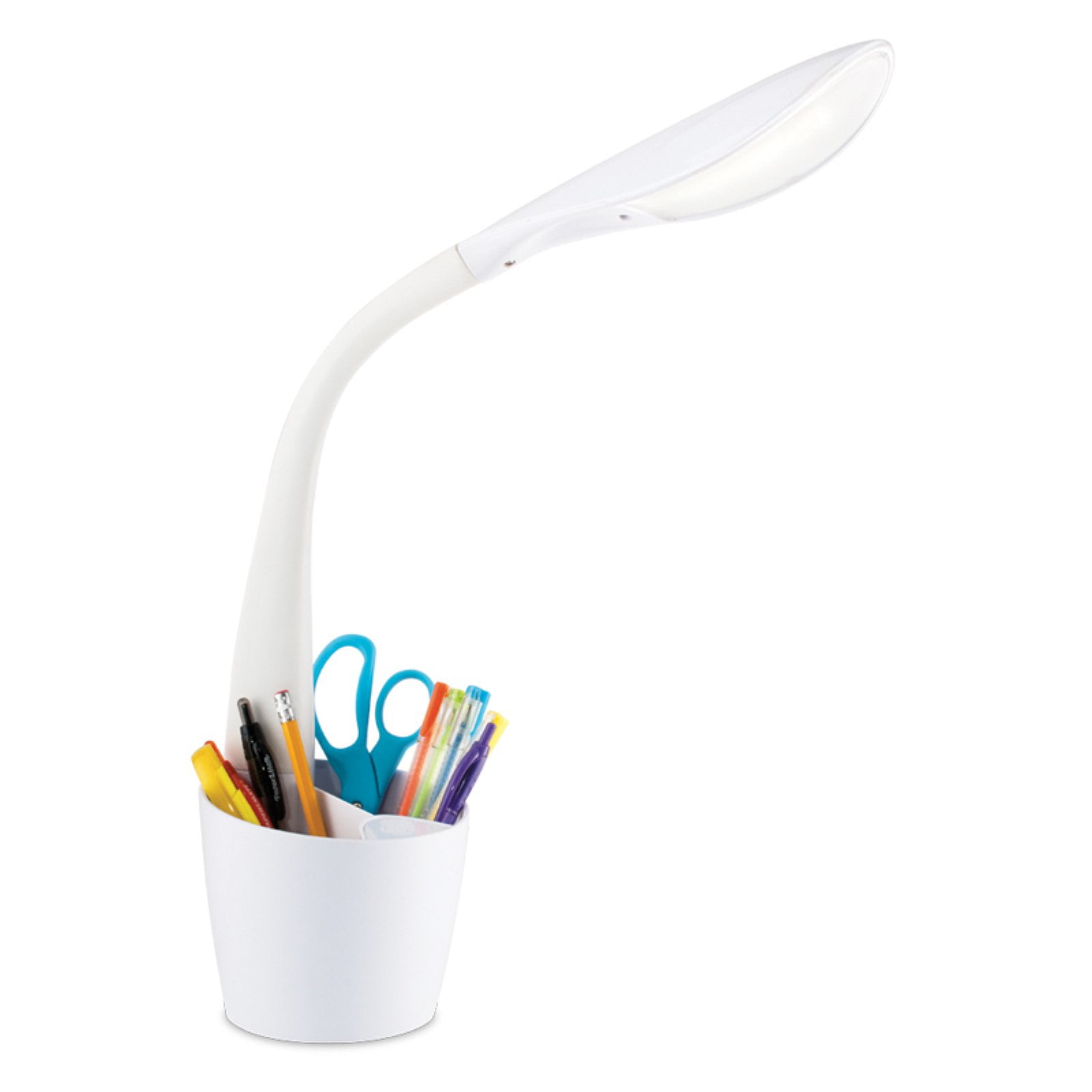 White Adjustable LED Desk Lamp with Touch Controls and Organizer