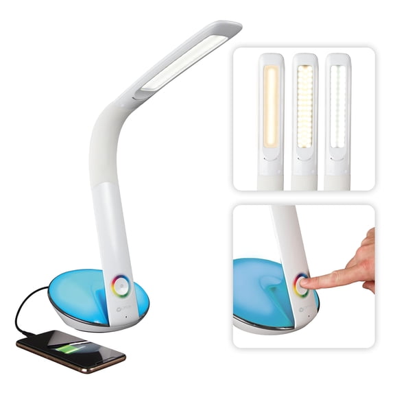 OttLite LED Desk Lamp with Color Changing Base and USB