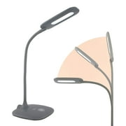 OttLite LED Soft Touch Desk Lamp - 3 Brightness Settings with Energy Efficient Natural Daylight LEDs - Adjustable Flexible Neck & Touch Controls, Grey