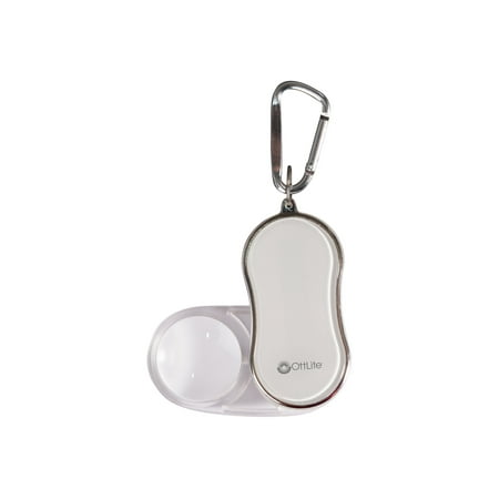 OttLite - Foldable Pocket LED Magnifier with 3.5x Magnification, Built-in LED Light, and Carabiner Clip - White