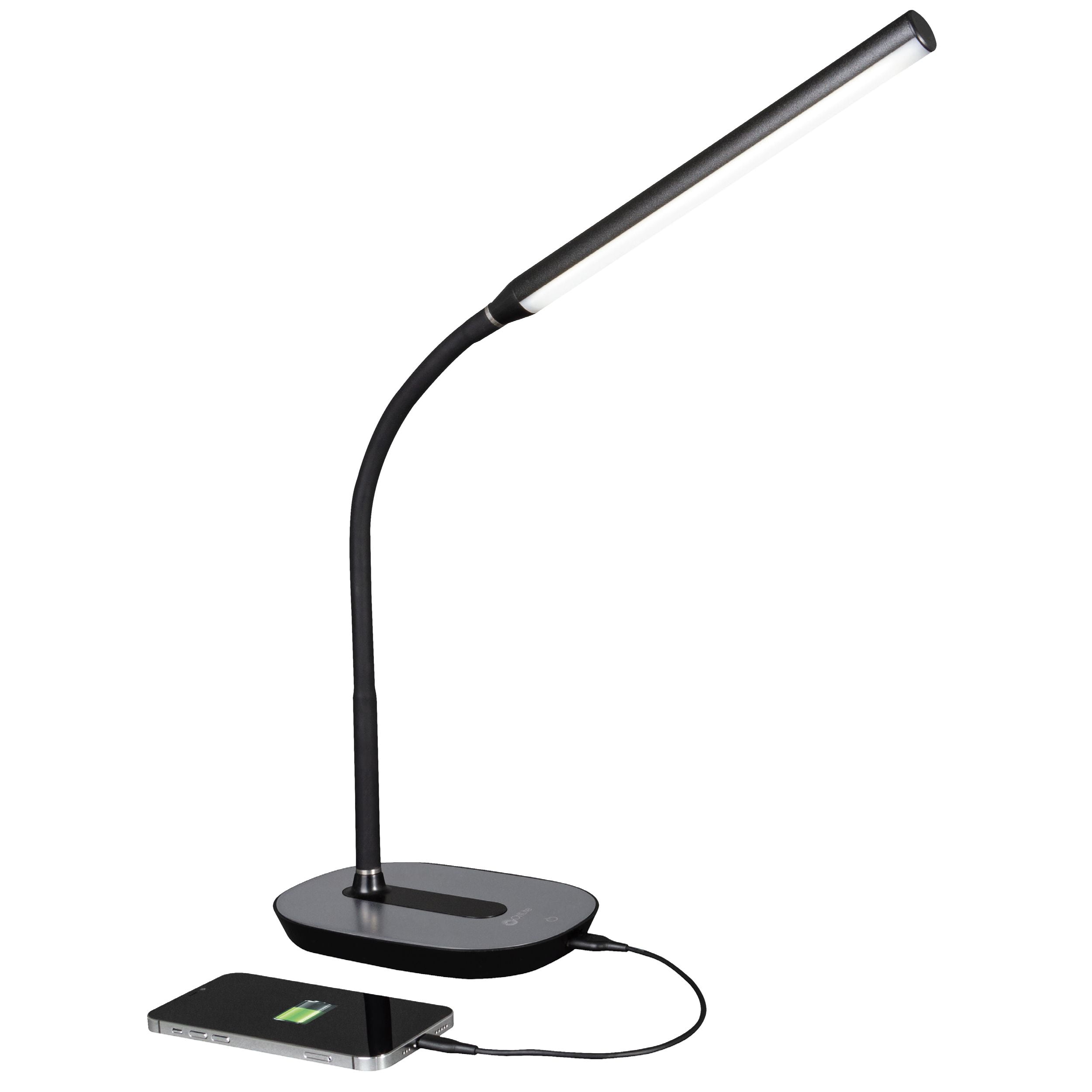 Black Adjustable LED Desk Lamp with Touch Sensor and USB Charging
