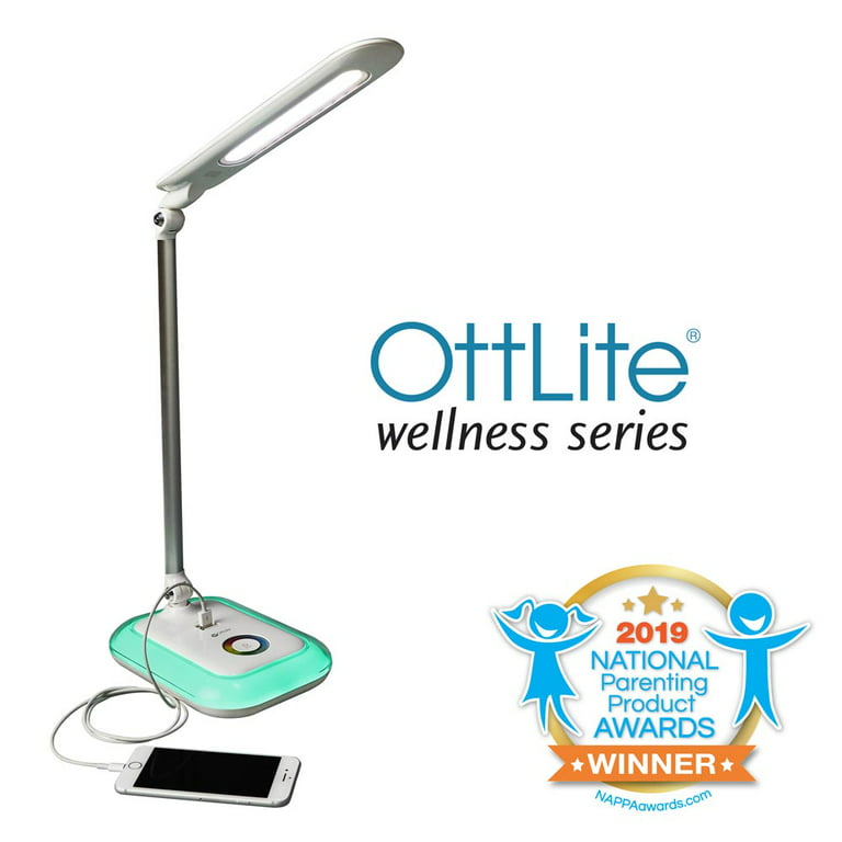 OttLite Wellness Series® Glow LED Desk Lamp with Color Changing Base, White