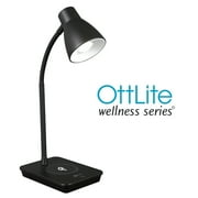 OttLite Wellness Series  Infuse LED Desk Lamp with Wireless and USB Charging, Black