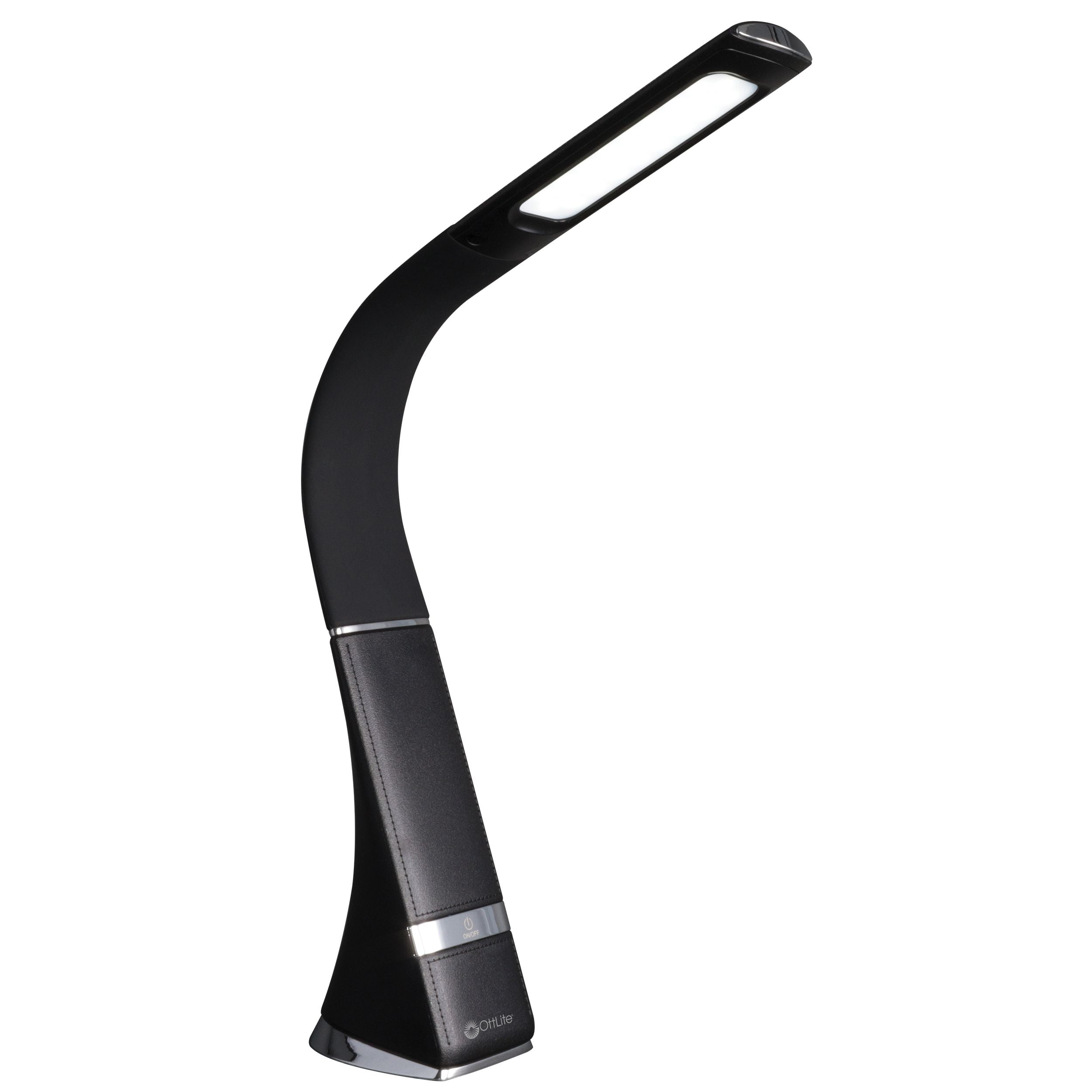 OttLite Wellness Series® Recharge LED Desk Lamp, Black, Leather Look