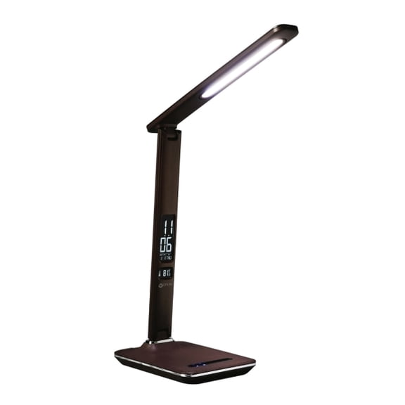 OttLite Renew LED Desk Lamp 2.1A USB Charging Port LCD Screen Brown NEW
