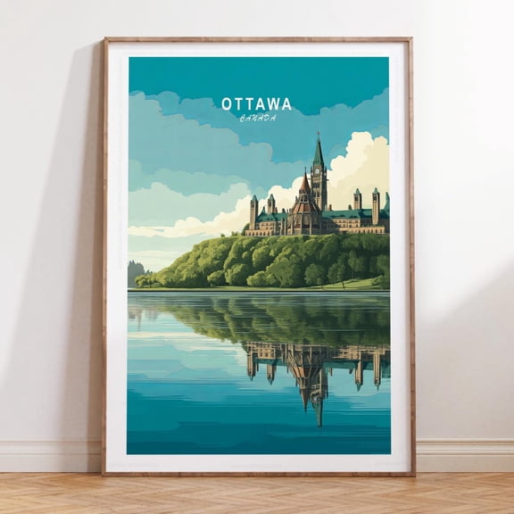 Ottawa Canada Minimalist Travel Poster Wall Art V2, Unframed Canvas Size 16x24