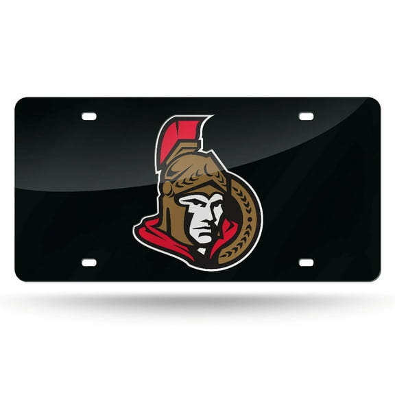 Ottawa Hockey Senators Black Mirror Look Acrylic License Plate Laser Tag