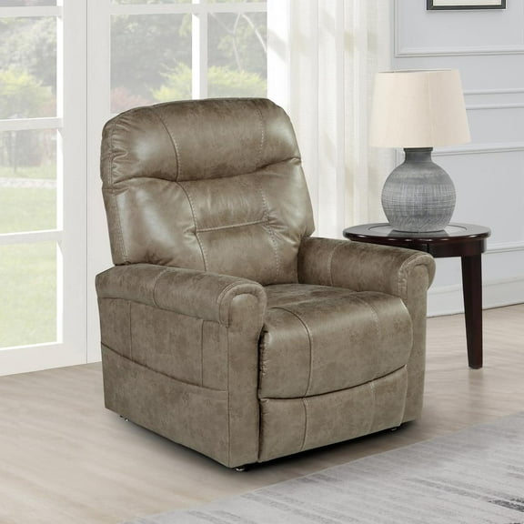Ottawa Mushroom Light Brown Faux Leather Power Lift Chair with Heat and Massage