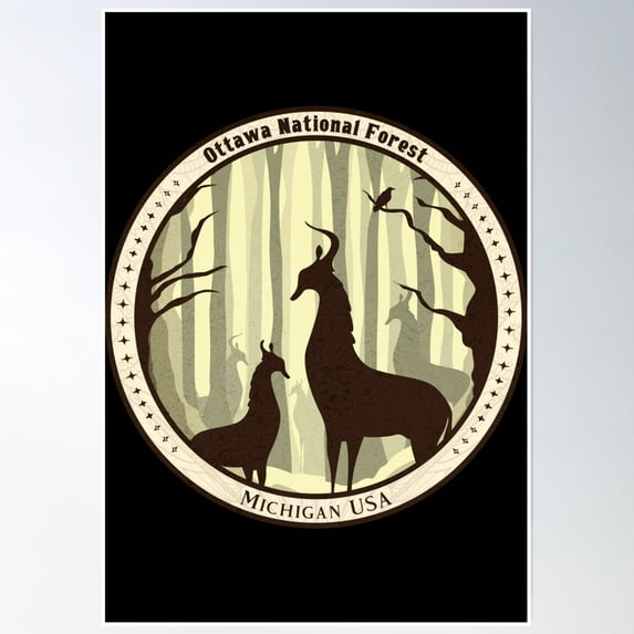 Ottawa National Forest Mystical Deer Poster Wall Art, Modern Wall Decor, 8x12 UNFRAMED