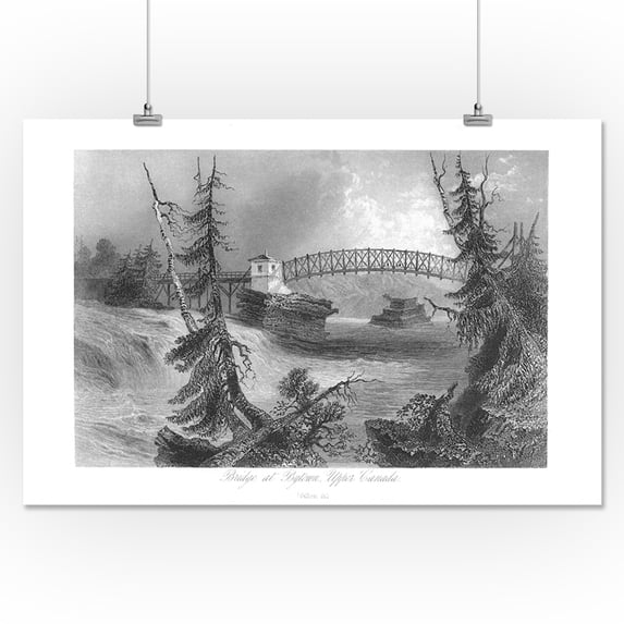 Ottawa, Ontario - View of a Bridge at Bytown that has Fallen (16x24 Giclee Gallery Print, Wall Decor Travel Poster)