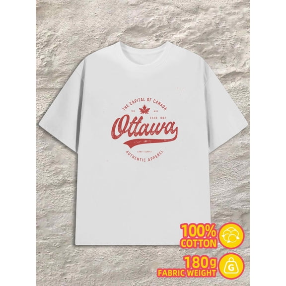 Ottawa Pride Tee mens white 180G 100% Cotton Comfortable loose T-shirt Vintage Unisex Shirt Short Sleeve tshirts Retro Unisex Shirt Short Sleeve tshirts