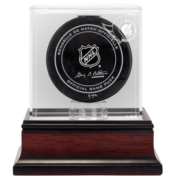 Ottawa Senators (2020-Present) Mahogany Hockey Puck Logo Display Case