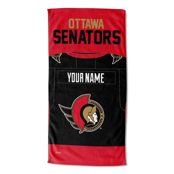 Ottawa Senators NHL Jersey Personalized Beach Towel, 30" x 60"