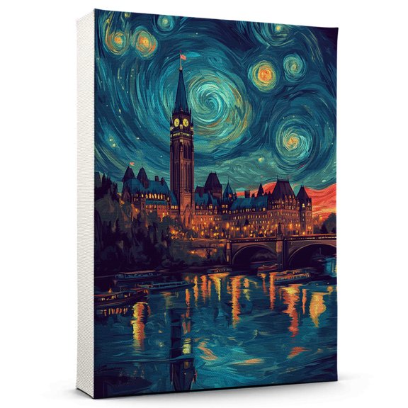 Ottawa Travel Canvas Prints, Ontario Starry Night Travel decor, Ottawa Map Poster, Ontario Travel Decor Artwork - 98AZ1024