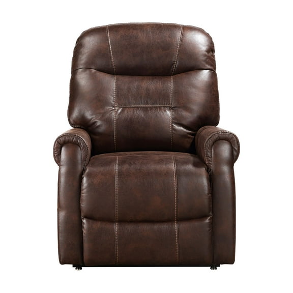 Steve Silver Ottawa Transitional Faux Leather Power Lift Chair with Heat and Massage, Walnut Brown