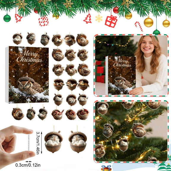 Otter Advent Calendar, Acrylic Advent Calendar Contains 24 Gifts, Cute Figures Doll Advent Calendar, Countdown Calendar with Surprise Toys, Collectible Figures Gift for Kids