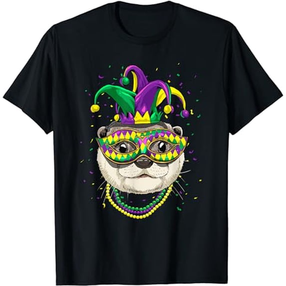 Otter Animal Lover Cute Mardi Gras Carnival Jester T-Shirt