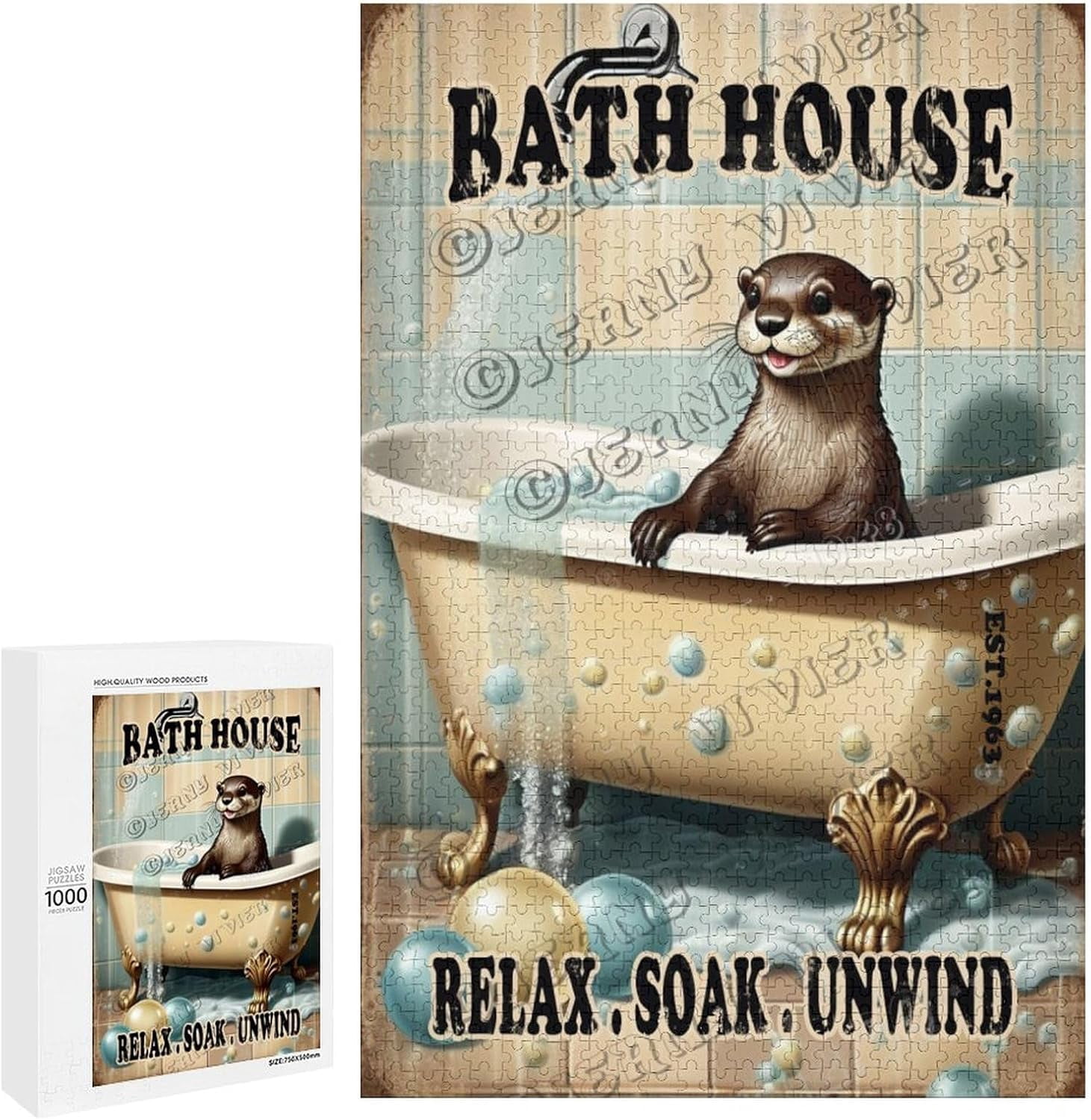 Otter Bathroom Relax Rules 500 Piece Jigsaw Puzzle for Adults Leisure Family Game