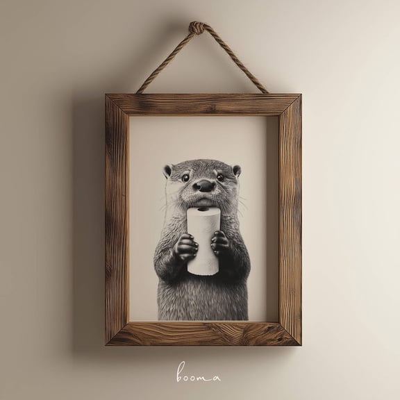 Otter Bathroom Wall Art Otter Poster Quirky Bathroom Decor Animal Art for Powder Room, Unframed Canvas 24x36in
