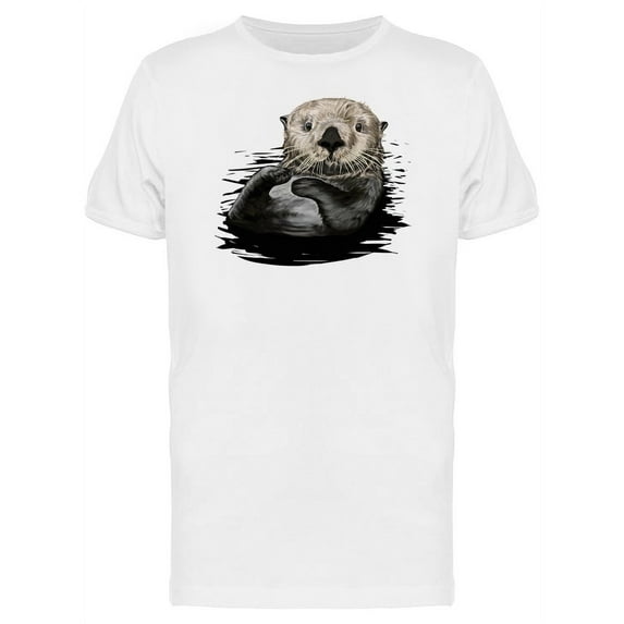 Otter In The Water Illustration T-Shirt Men -Image by Shutterstock, Male 3X-Large