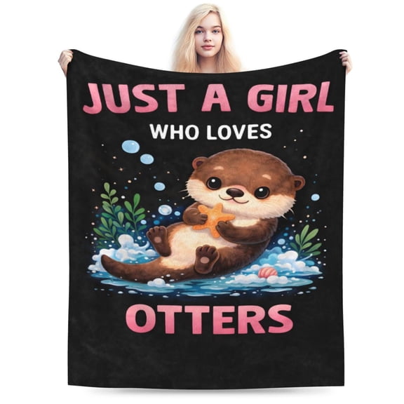 Otter Lover Blanket Gift for Girls Cozy Soft Throw Blanket Cute Sea Otter Cartoon Pattern Animal Home Decor 50x40