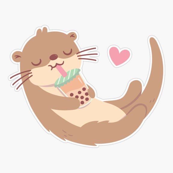 Otter Loves Bubble Tea Cute Sticker