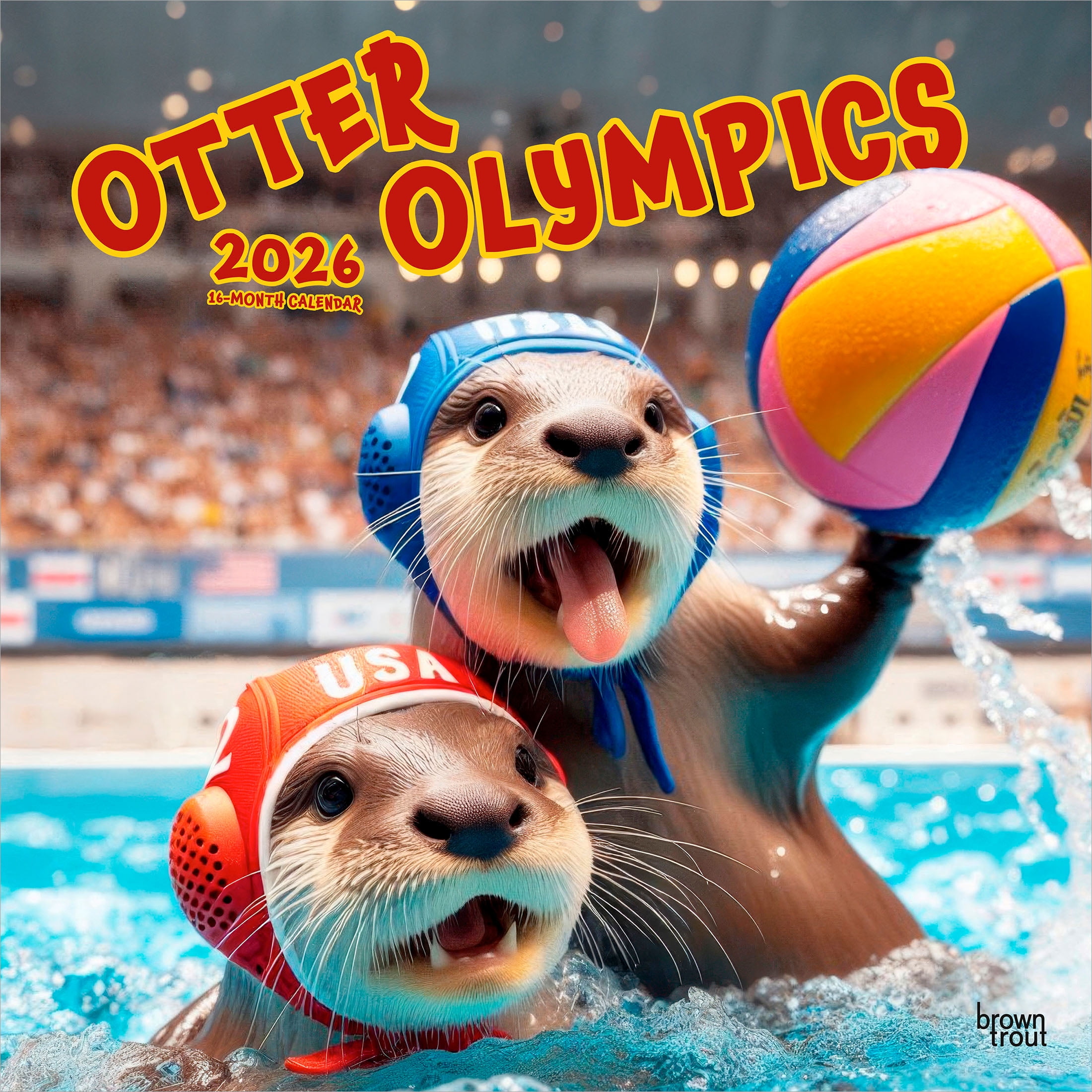 Otter Olympics | 2026 12x24" (Hanging) Square Wall Calendar | Plastic-Free