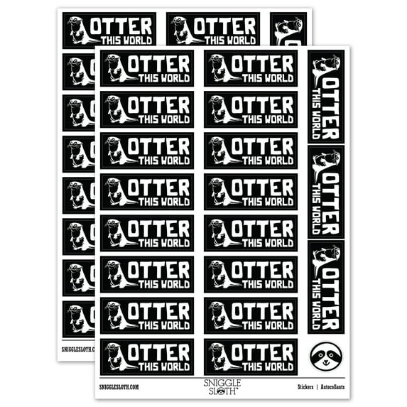 Otter Out of This World Teacher Student School Sticker Set - Black - Gloss Finish - 2.00" Large